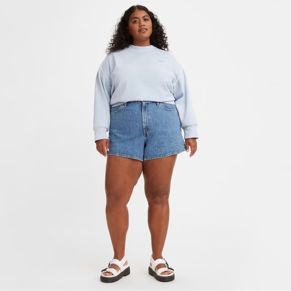 NEW! Levi"s High Waisted Mom Shorts Denim Jean Blue Medium Wash SZ 24W - Picture 4 of 16